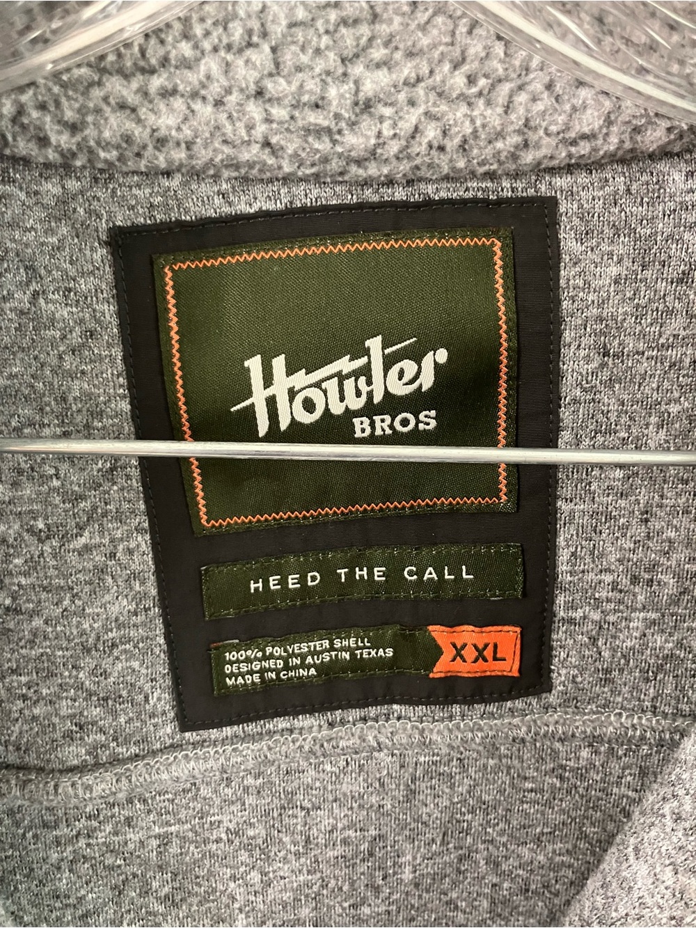 Howler Brothers Gray Fleece Jacket with Olive and Orange Label Accents - Picture 2 of 5